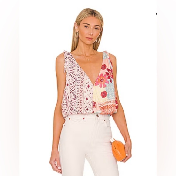 NEW FREE PEOPLE - Tied To You Tank with Floral Pattern in Medium - Picture 4 of 8